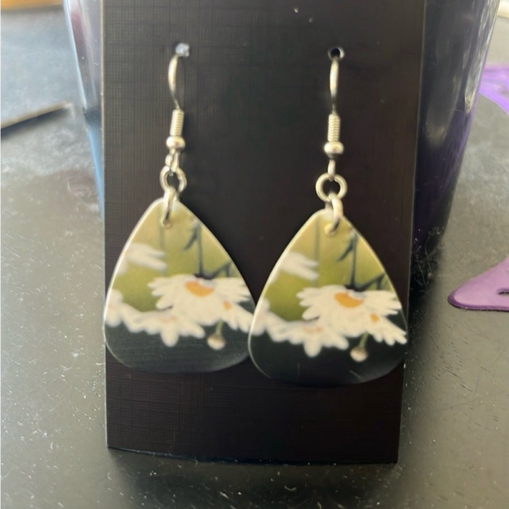 Flower Guitar Pick Earrings